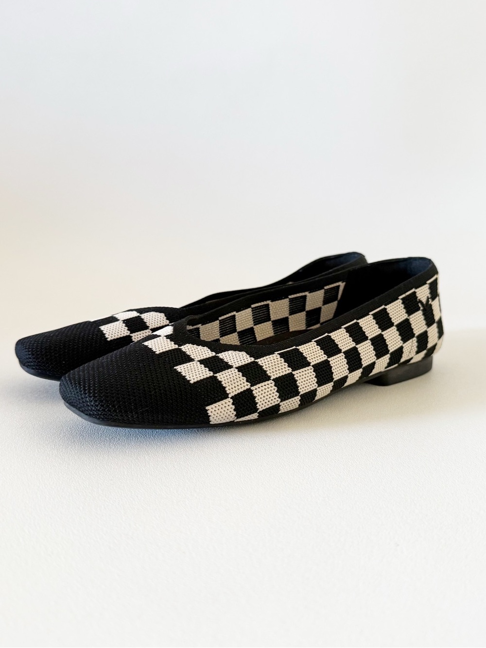 Vivaia Shoes Margot 2.0 Black & White Checker Knit Ballet Flats Chic Preppy 8 - Picture 5 of 15